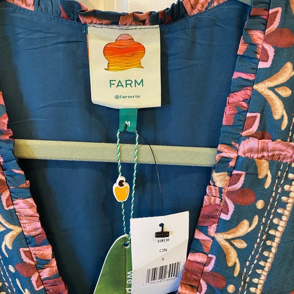 Farm Rio Seashell Tapestry long-sleeve minidresss, size Medium, NEW WITH TAGS - Picture 2 of 11